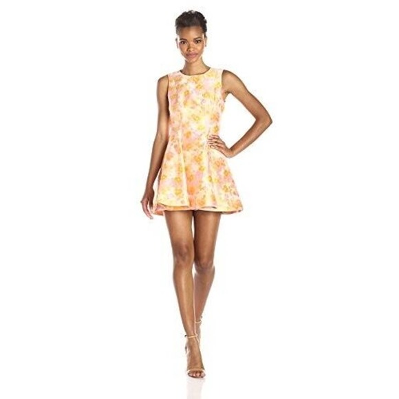 Cynthia Rowley Women's Cherry Blossom Jacquard Fit and Flare Dress Marigold Sz 8